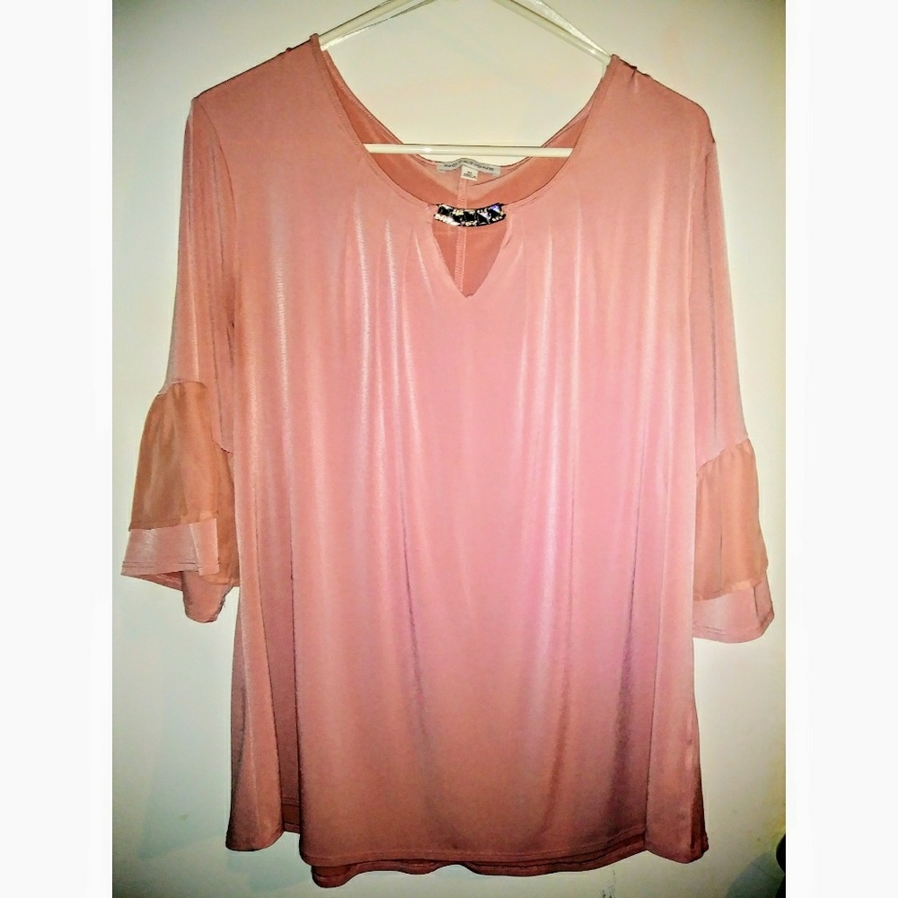 Notations Pink Ruffled Sleeve Top